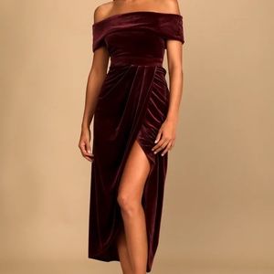 Velvet off the shoulder dress